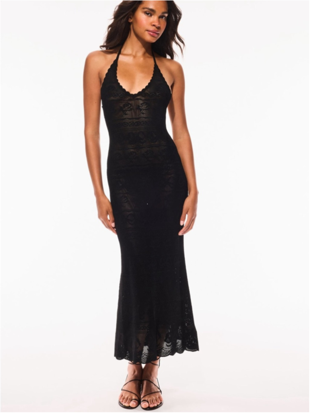 LoveShackFancy Cillian Pointelle Knit Maxi, Black